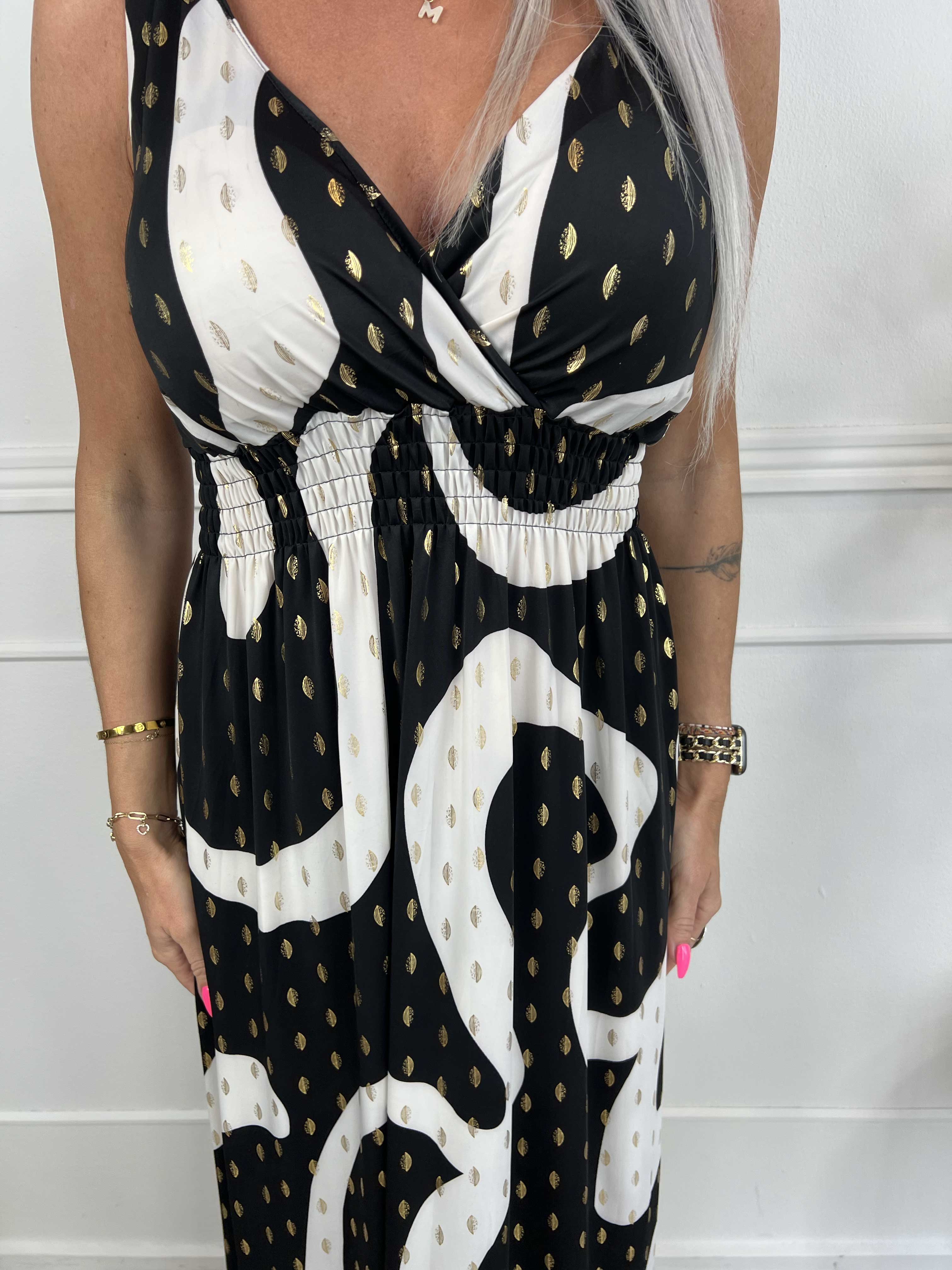 Kenza - Mønstret stropkjole i elastisk stof